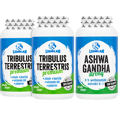 Tribulus Premium a Ashwagandha Strong - akce 1+1+1