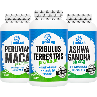 Ashwagandha, Maca a Tribulus - akce 1+1+1