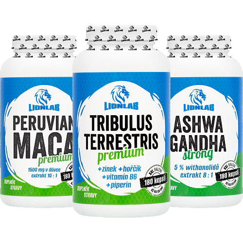 Ashwagandha, Maca a Tribulus - akce 1+1+1